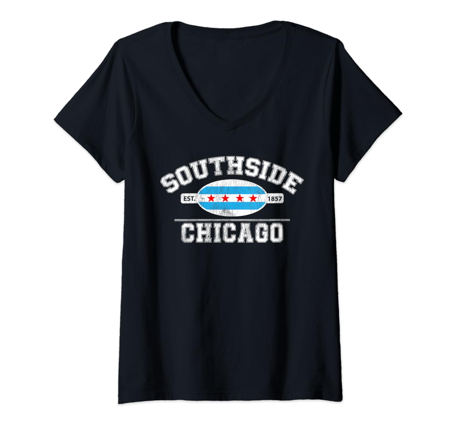 Womens Chicago Flag Southside Chicago City of Chicago Flag VNeck TShirt Clothing